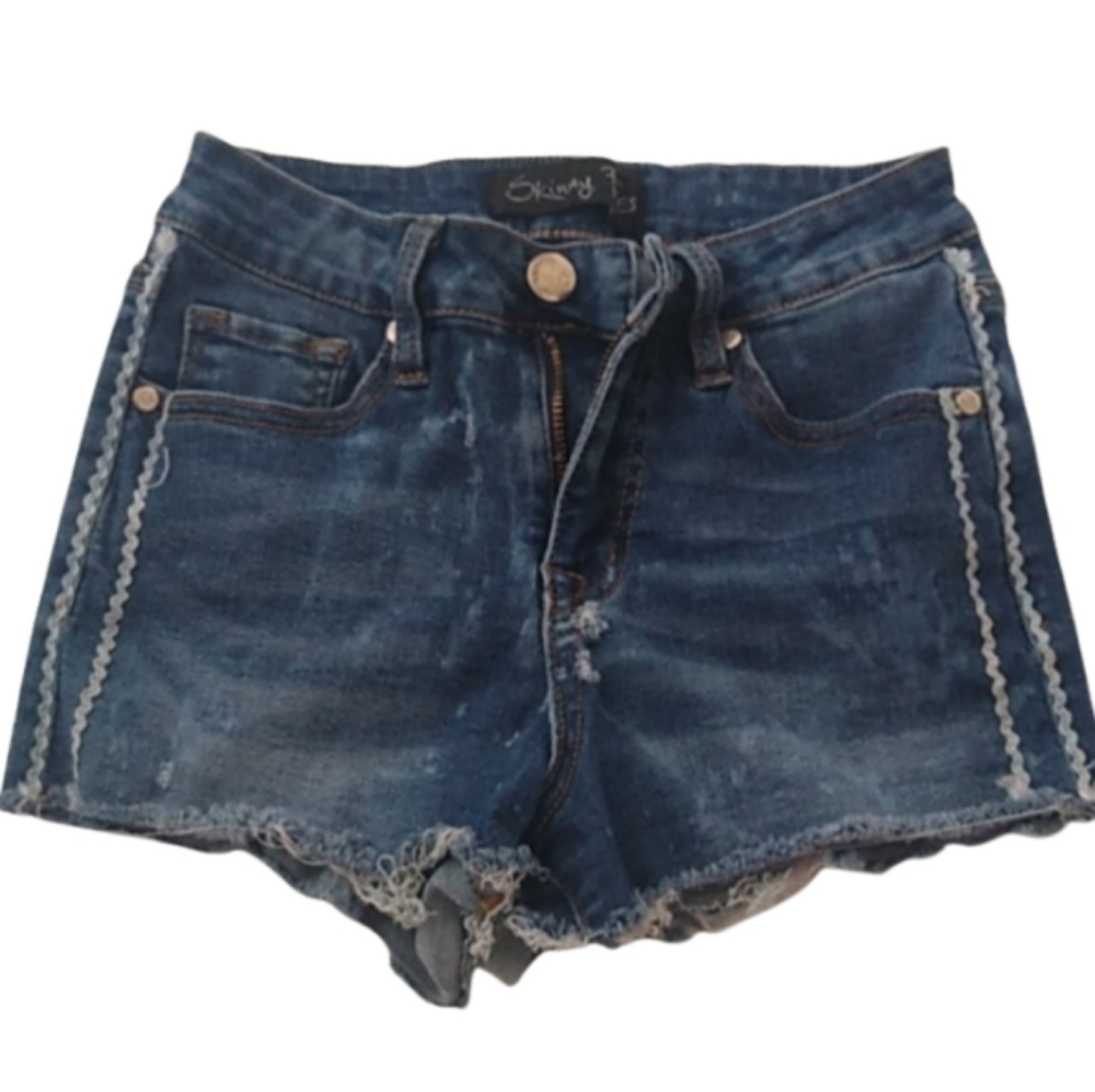 Skinny Fries Stretch Denim Cuttiff Jean Shorts with Ric Rac, Size 3